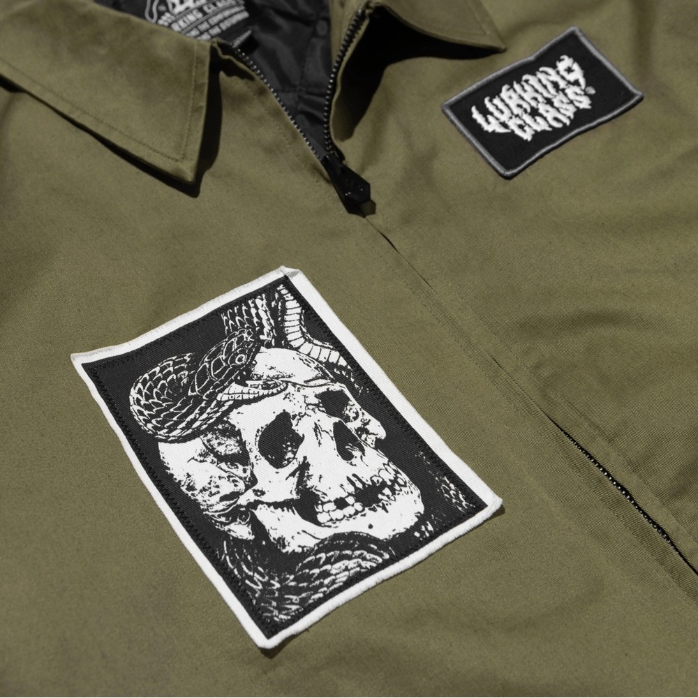 Men's Olive and Black Graphic Jacket - Picture 4 of 8